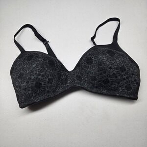 Aerie Women Bra 38DD Black Floral T Shirt Wireless Lace Strap